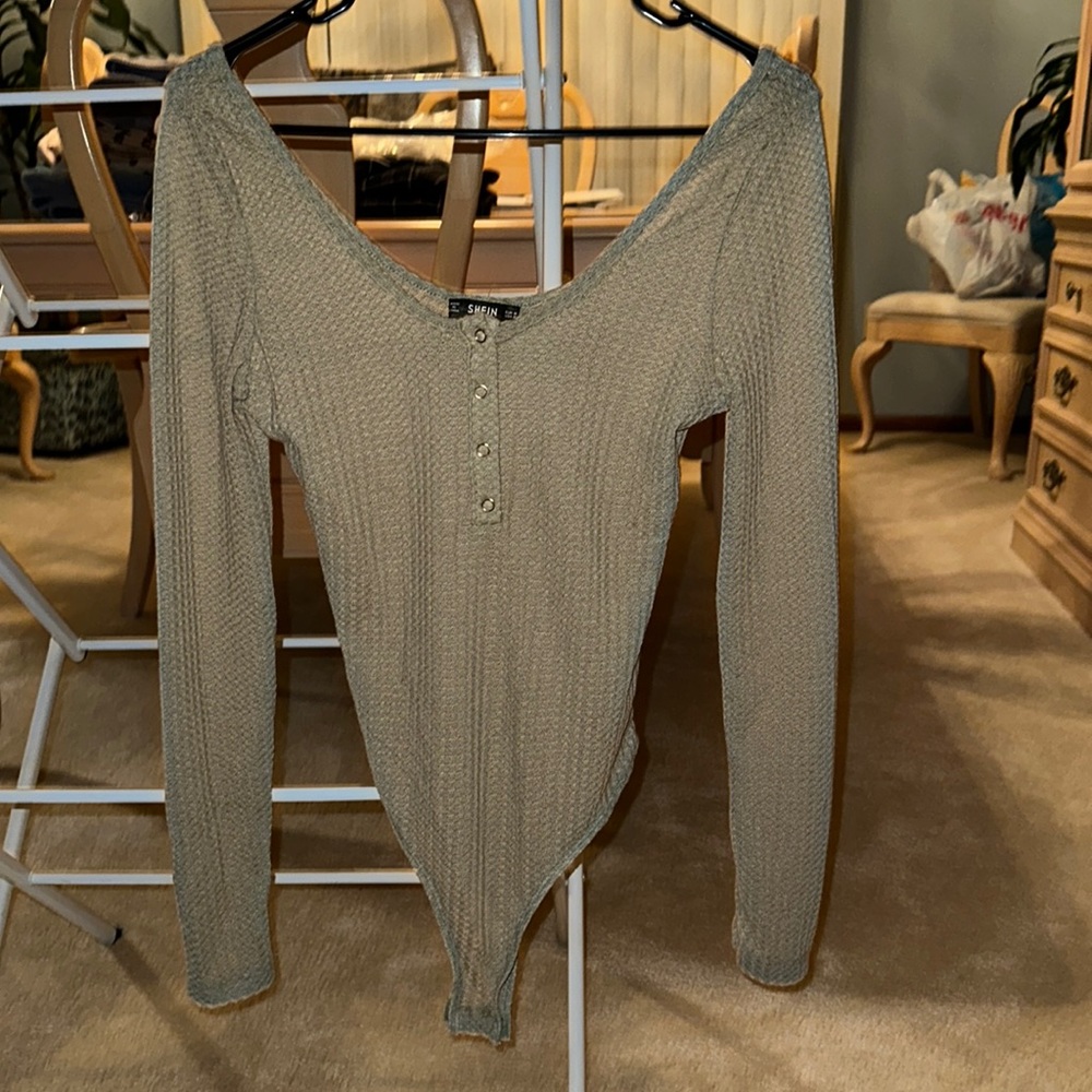 Shein olive green button up bodysuit (4)